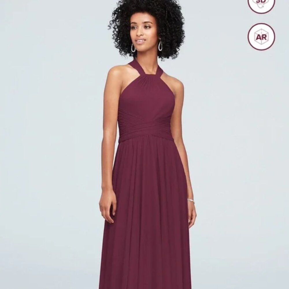 High-Neck Mesh Dress with Full Skirt